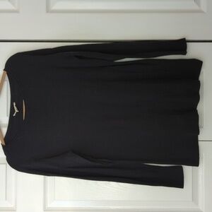 ~CASLON~ BLACK TUNIC LENGTH RIBBED LONG SLEEVE SWEATER-L